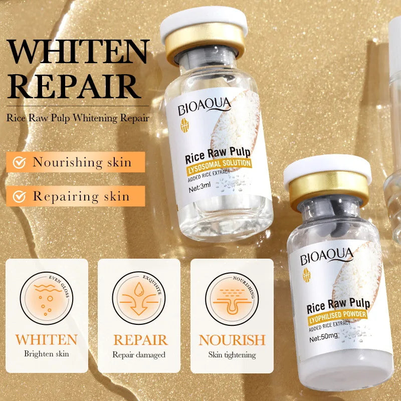 Bioaoua Rice Puree Freeze-Dried Powder, Penetrates and Nourishes, Repairs Damaged Skin Texture, Rebuilds Skin Barrier, Whitens and Brightens Skin Tone, Increases Skin Elasticity, a Product Specifically for Beauty Salons, Can Also Be Used at Home for Be... Tri Light Beauty