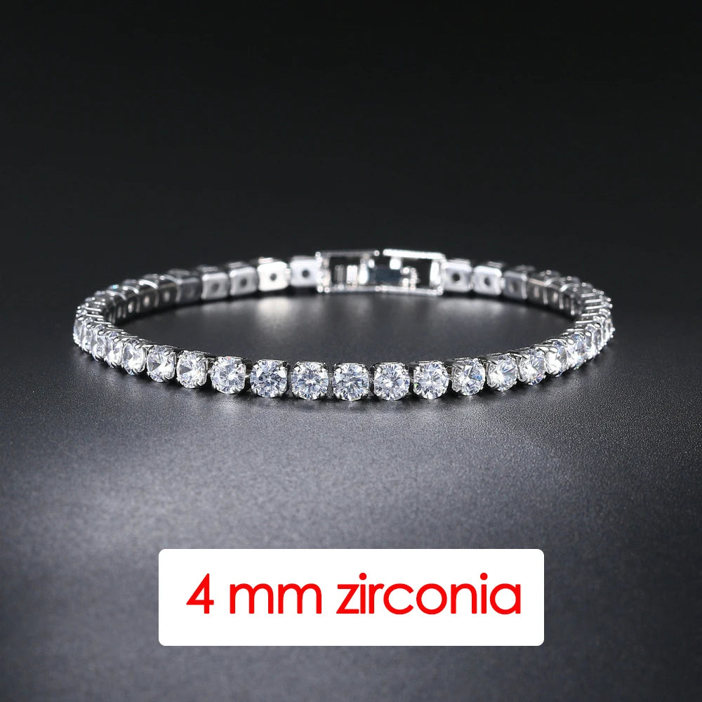 Hiphop Tennis Bracelet Homme Iced Out 3/4/5mm Cubic Zirconia Mens Crystal Chain on The Hand Hip-hop Streetwear Jewelry Male H086 Pi-Mart