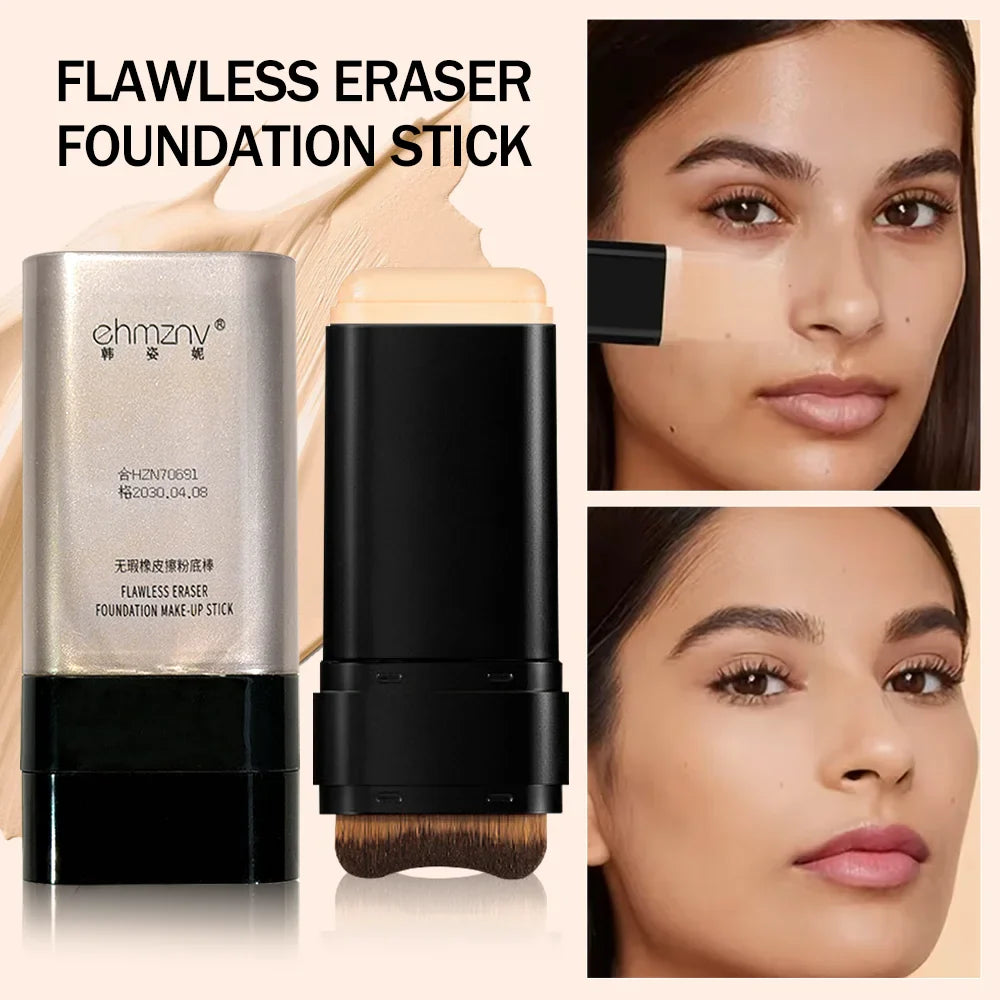 Dual-Head Foundation Stick | Built-in Brush, One-Step Application & Touch-Up, Lightweight & Long-Lasting, No Cakey LadyShow.Store