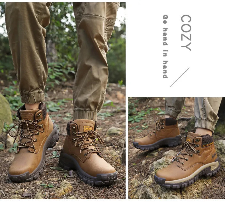 New Men's Boots Fashion Outdoor Boots Breathable Hiking Boots Autumn Shoes Sneakers Lightweight Non-slip Men Desert Ankle Boots Pi-Mart