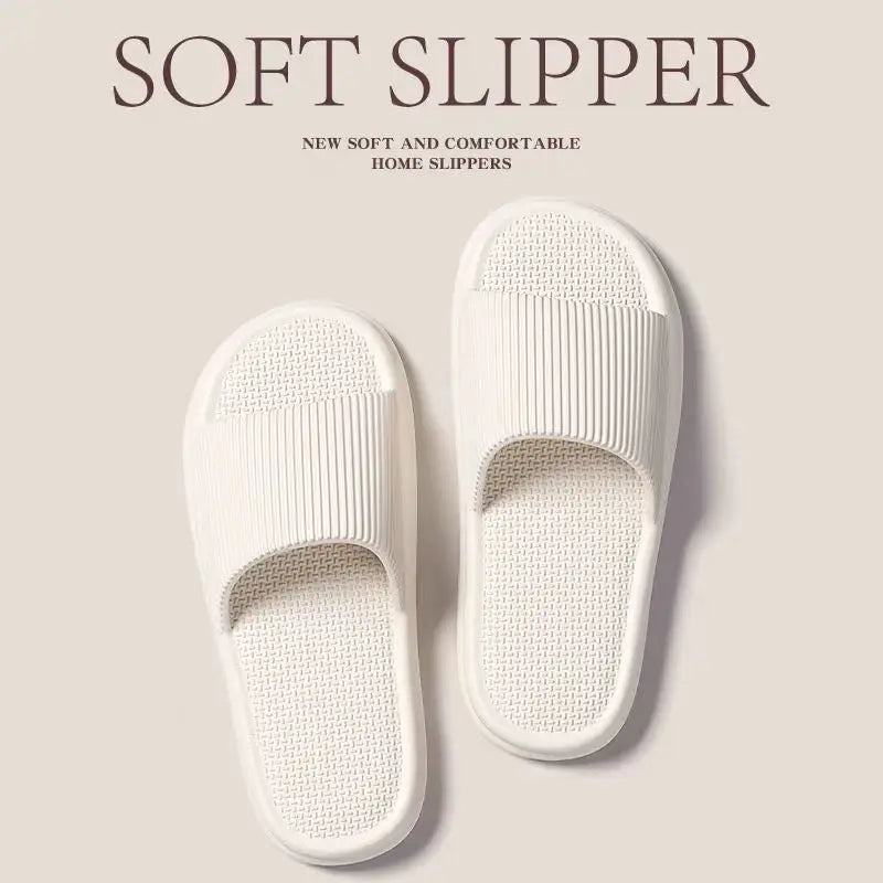 Women Summer Concise EVA Slippers Men Soft Home Slides Couples Bathroom Non-slip Sandals Adults Comfortable Outdoor Beach Shoes Pi-Mart