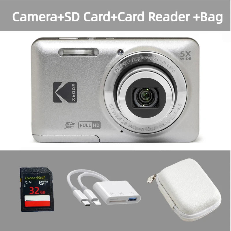 KODAK PIXPRO FZ55-RD 16MP Digital Camera 5X Optical Zoom 28mm Wide Angle 1080P Full HD Video 2.7" LCD Vlogging Camera Pi-Mart