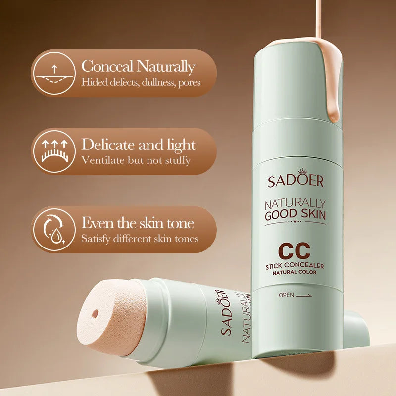 SADOER Concealer CC Stick Concealer Not Take Off Makeup Waterproof Consolidation Moisturizing Makeup Concealer Tri Light Beauty