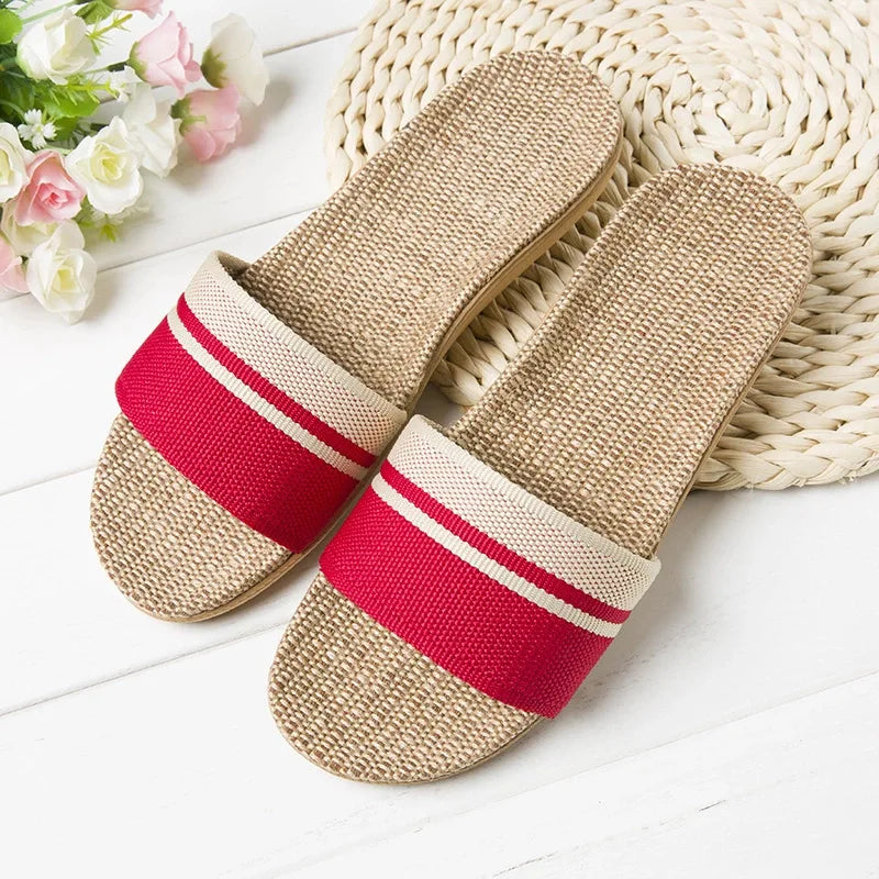 Hemp Casual Slippers Women Home Flats Spring Summer Luxury Designer Shoes Ladies 2026 Fashion Indoor Slides Couple Lightweight LadyShow.Store