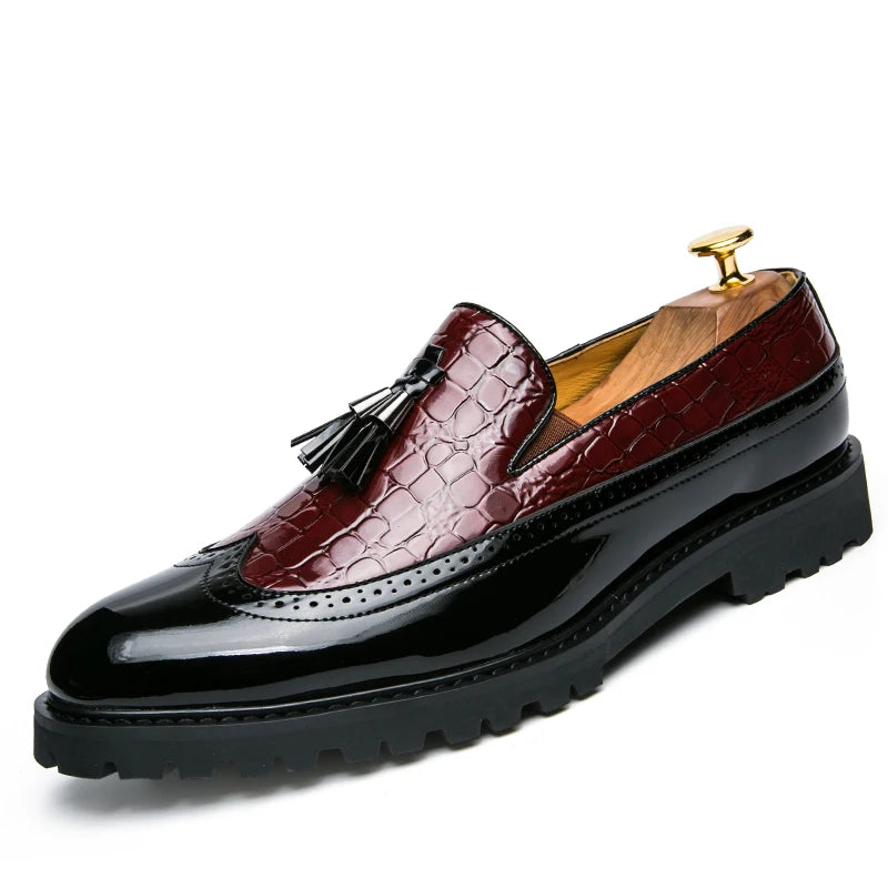 Men Loafers PU Splicing Tassel Decoration Low Heel Comfortable Classic Daily Business Men Shoes Pi-Mart
