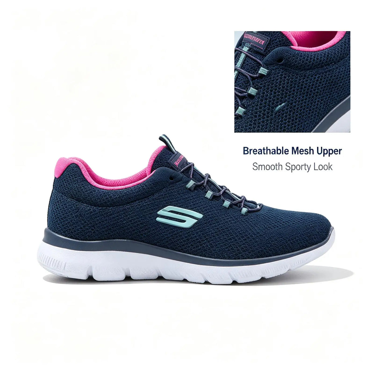 Skechers  2026 Slip On Breathable Mesh Memory Foam Walking Sneakers Lightweight Daily Casual Trainers Multiple Colors 12980-NVHP Pi-Mart