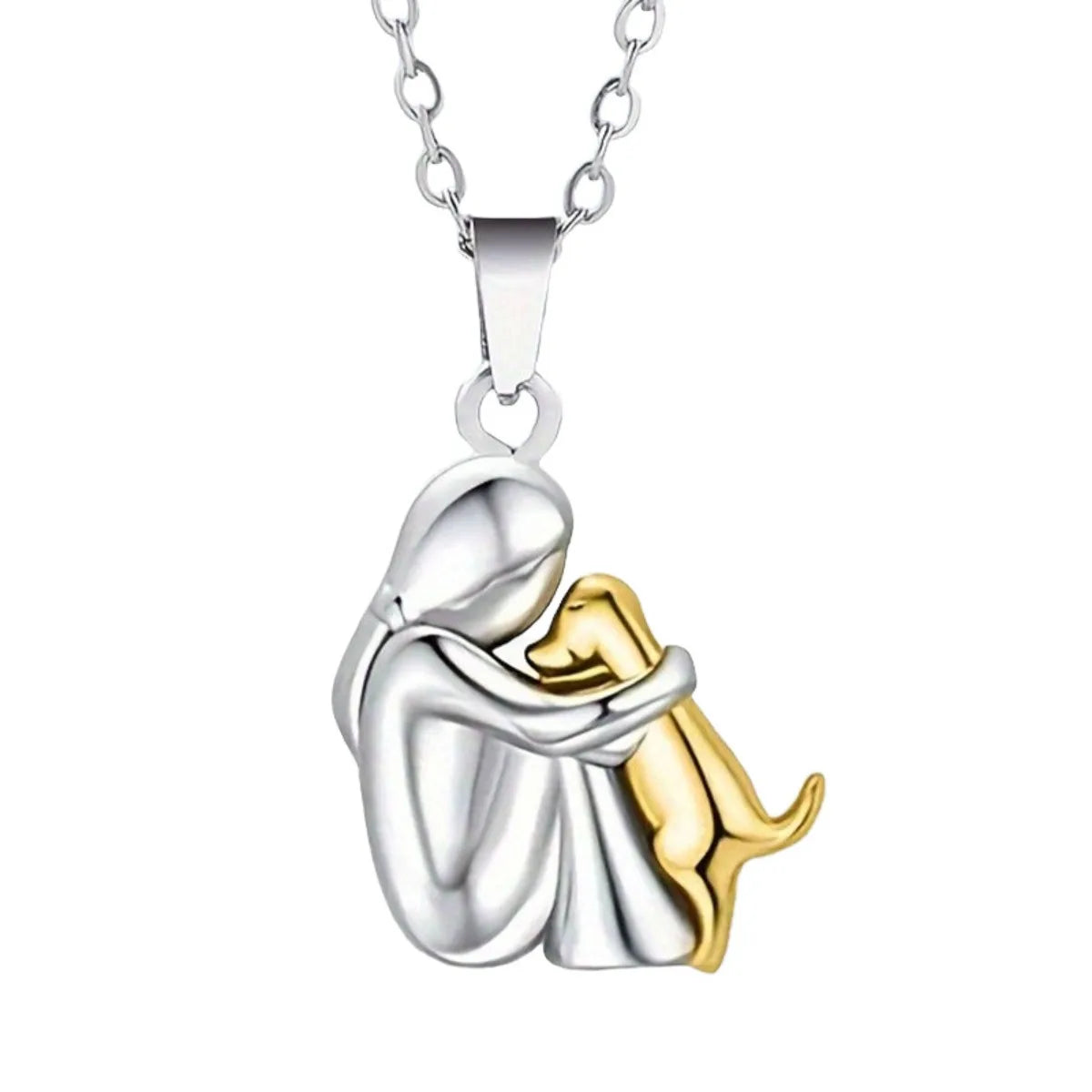 Girl Dog Pendant Necklaces, Stainless Steel Necklace Women, Minimalism Style Jewelry Accessories Chain Pi-Mart