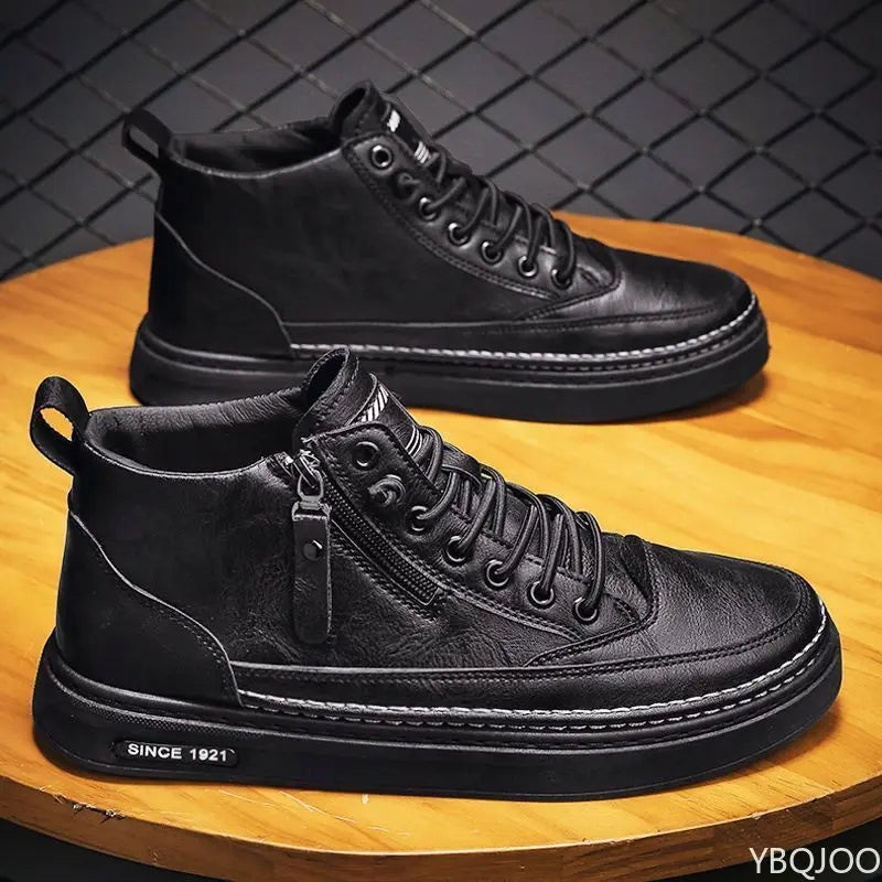 Men's shoes Spring Autumn new high top casual board shoes trend versatile black sports casual simple comfortable shoes for men Pi-Mart