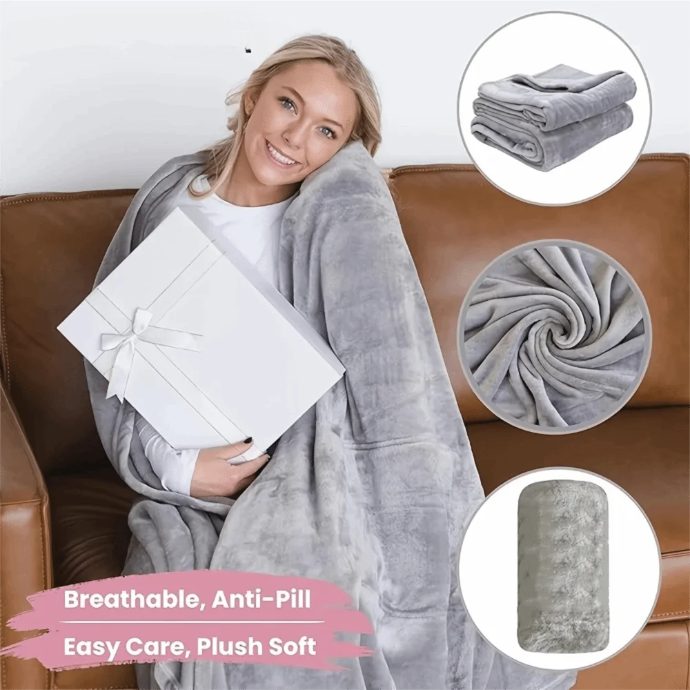 Cozy Flannel Winter Wearable Blanket Warm Sofa Throw Blanket Soft Thickened Leisure Blanket Winter Pi-Mart