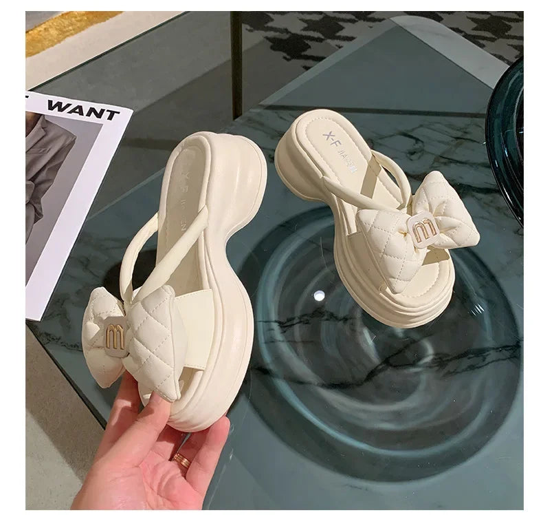 2024 summer New Fashion Women Shoes Slippers Comfortable Platform Shoe High Heels Leisure flower outdoor beach Slipper Women Pi-Mart