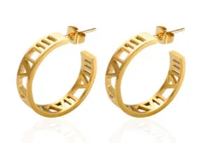Shiny Zircon Hoop Earrings for Women Trendy Golden Stainless Steel Circle Earring Jewelry Pendientes Pi-Mart