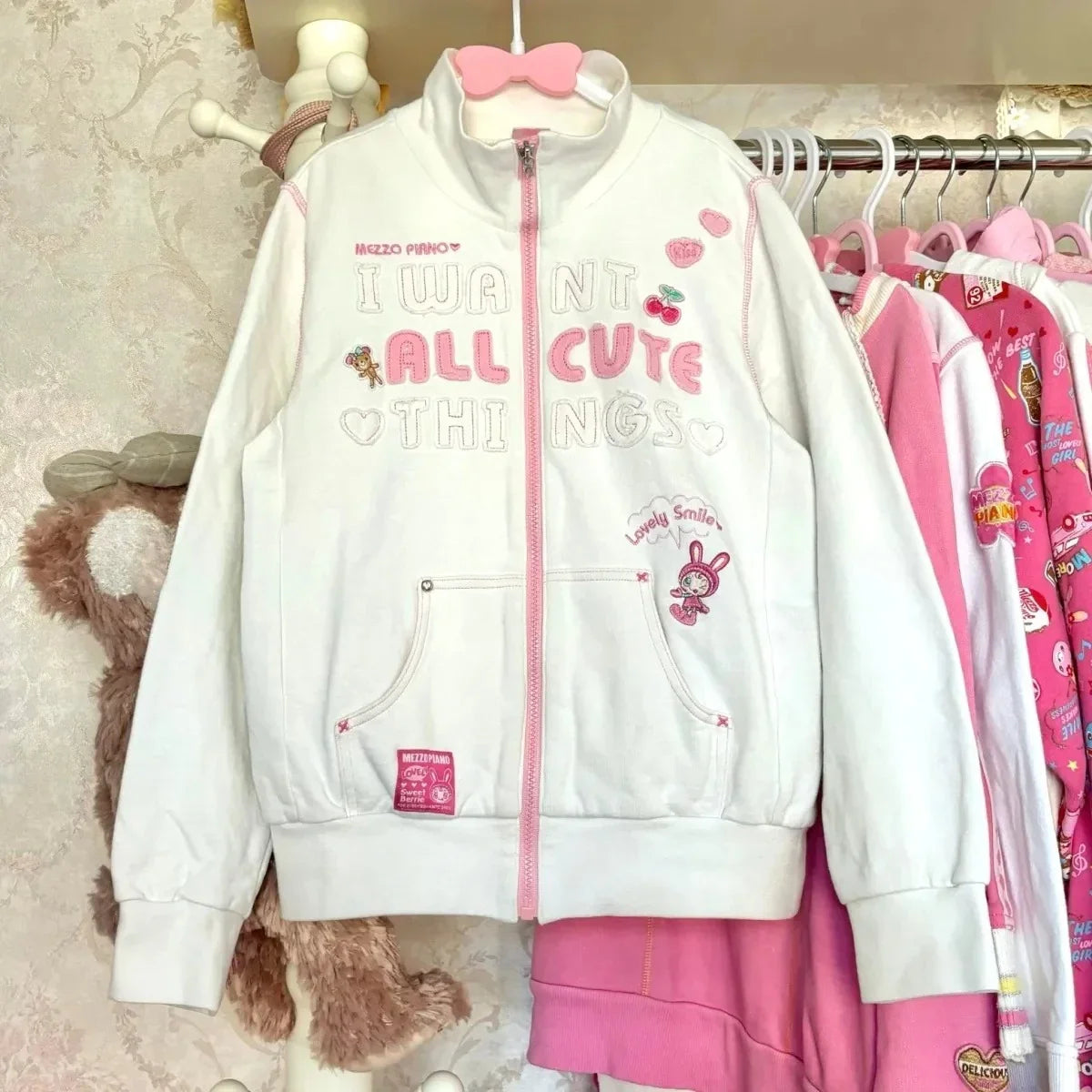 Japanese Cute Coat Embroidery Rabbit Ear Hooded Subculture Kawaii Y2k Tops Casual Fashion Sweet Coats Ropa Mujer Women Clothing LadyShow.Store