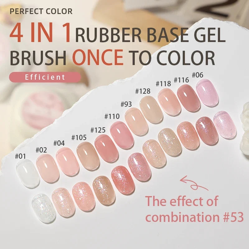 PERFECT COLOR  4-in-1 Builder Nail Gel,20g 12 Colors Rubber Base Gel Polish,Extension for DIY Salon Girls Home,Nail Art Brushes Tri Light Beauty