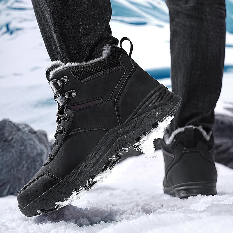 New Autumn and Winter High-Top Thick-Soled Fleece-Lined Men's Snow Boots, Outdoor Hiking Shoes, Hunting Boots, Hiking Boots Pi-Mart