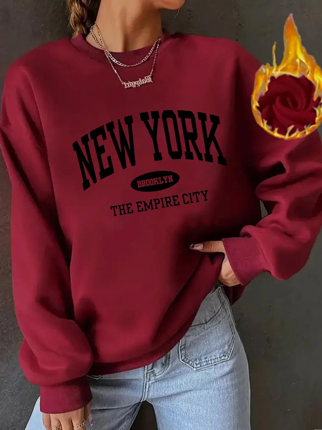 Women's Casual USA Print Pullover Sweatshirt Geometric Design Long Sleeve Round Neck Machine Washable Regular Fit for Autum LadyShow.Store