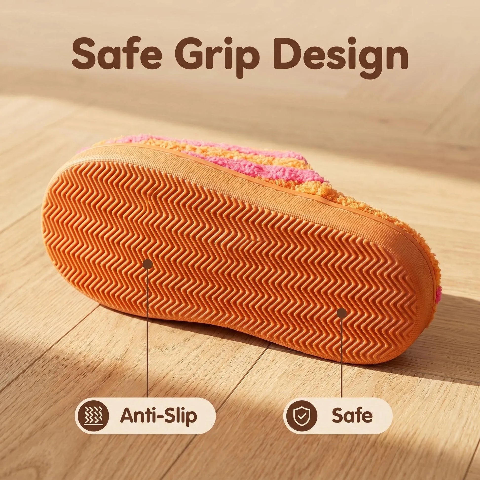 Ins-Style Cute Color-Block Embroidered Winter New Striped Leopard Print Plush Slippers for Women, Indoor Non-Slip Warm Plush Shoes, a Top Choice for Holiday Gifts LadyShow.Store