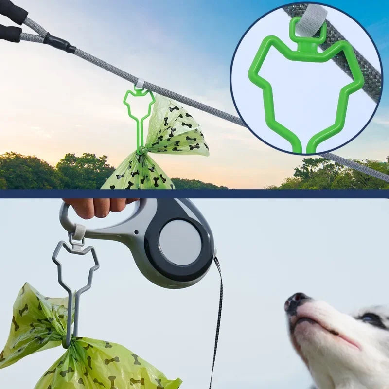 Dog Poop Bag Holder Pet Waste Carrier Clip Hands-Free Dog Leash Dispenser Outdoor Walking Puppy Poop Bags Clip Easy To Carry Pi-Mart