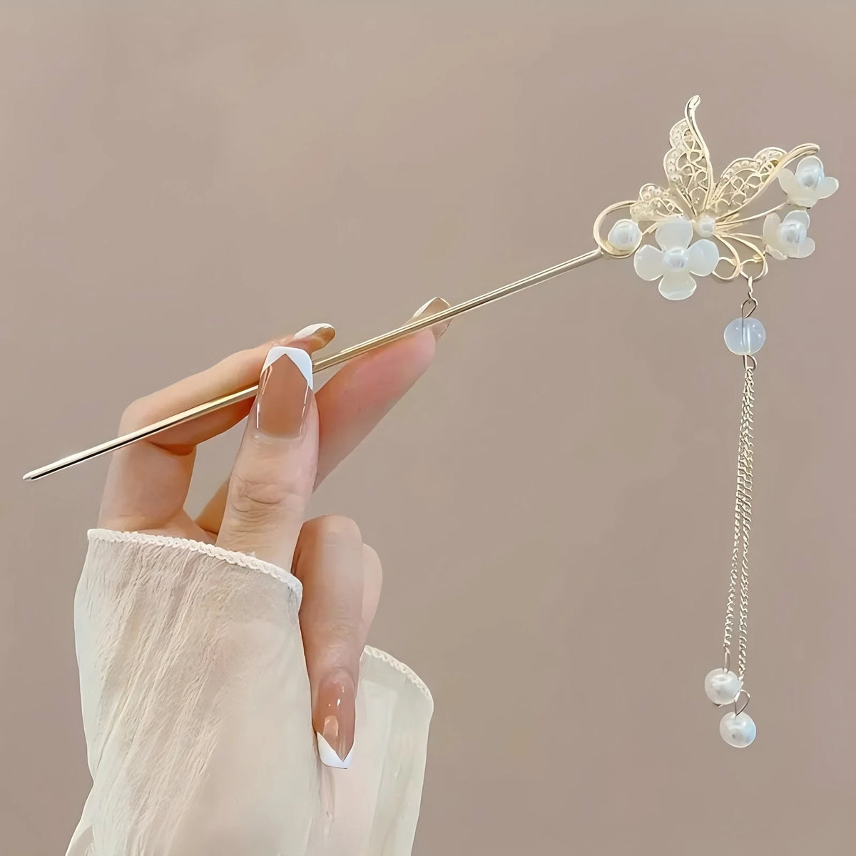 Elegant Chinese Style Hair Clip Tassel Hair Stick Traditional Floral Design Hairstyle Accessory Women Jewelry Hairpin Hairneedle Pi-Mart