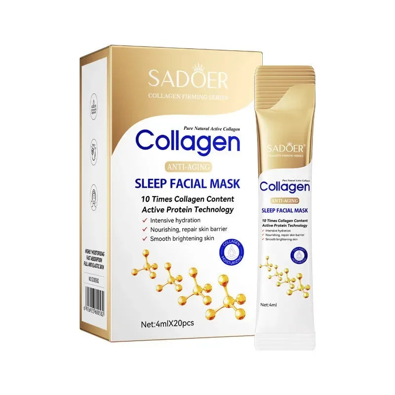 30pcs/20pcs BIOAQUA Collagen Sleeping Facial Masks Skincare Moisturizing Brightening Firming Face Mask Pi-Mart