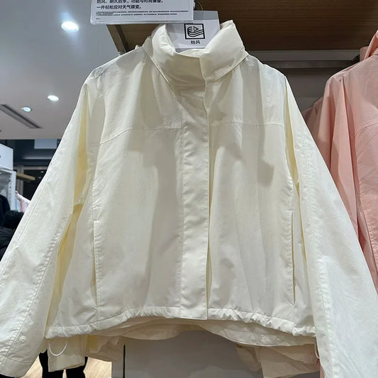 2026 Autumn Women Windproof Jacket Coat Fashion Hooded Stand Collar Thin Jacket Femme Casaco Abrigo Streetwear LadyShow.Store