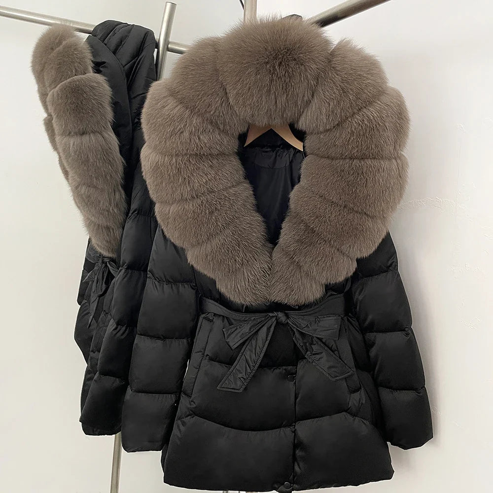Natural Fur Collar Down Jacket Women Winter 2026 High Quality Duck Down Puffer Parka Windproof Warm Down Coat Outerwear New LadyShow.Store