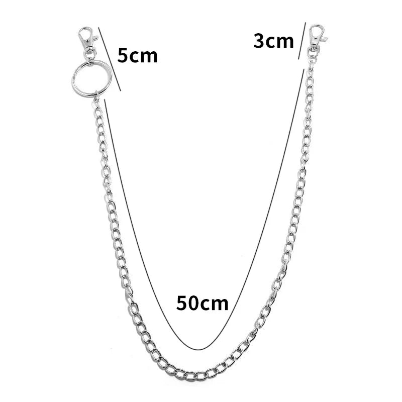 Metal Belt Chain HipHop Rock Punk Hook Trousers Pant Waist Link Metal Wallet Chain Keychain Ring Clip Keyring Jewelry Pi-Mart