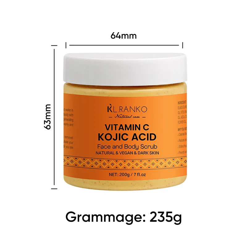 Vitamin C Kojic acid Natural Exfoliating Salt Body &Face Scrub Brightens and Softens Skin Deep Cleaning Anti Oxidative Skin Tone Pi-Mart