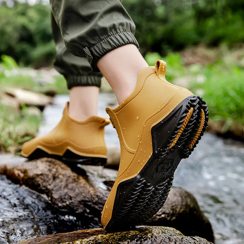 Low-cylinder Rain Shoes for Men and Women: Outdoor Fishing Waterproof Shoes, Stylish Style for Outdoor Wear, Rain Boots LadyShow.Store