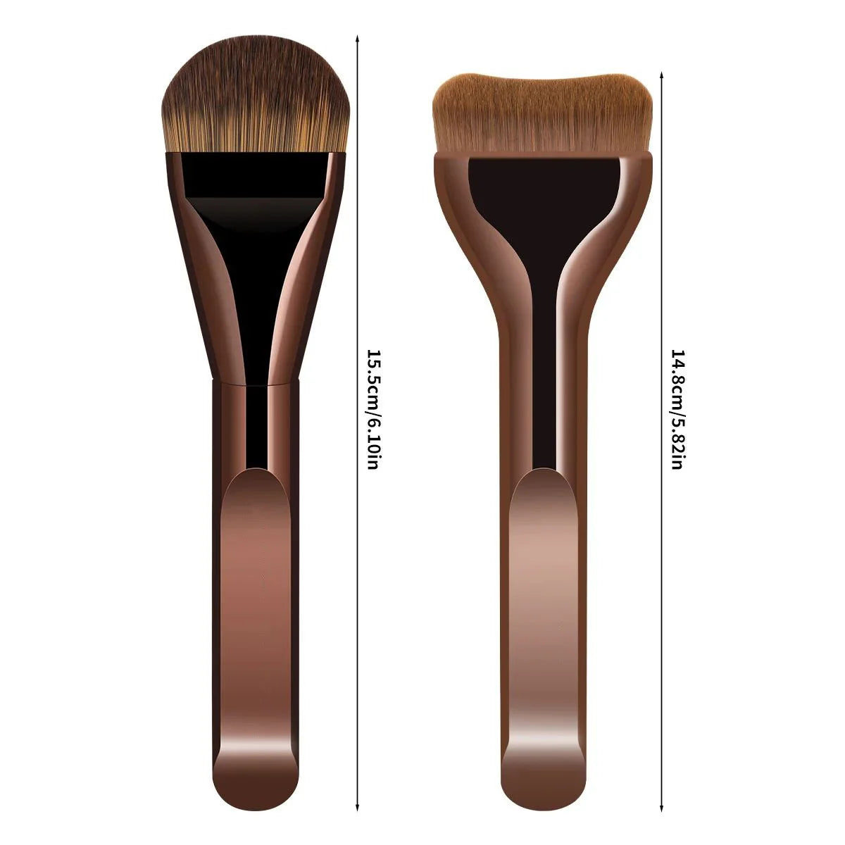 New 2Pcs Professional Foundation Makeup Brushes Soft Dense Hair for Blending Liquid, Cream Flawless Powder Makeup Beauty Tools Tri Light Beauty