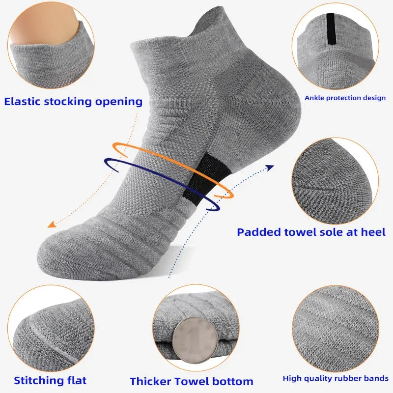 1/3 Pairs Anti-slip Football Socks Men Cotton Sock Short Long Tube Soccer Basketball Sport Socks Breathable Deodorous Sock 39-45 Pi-Mart