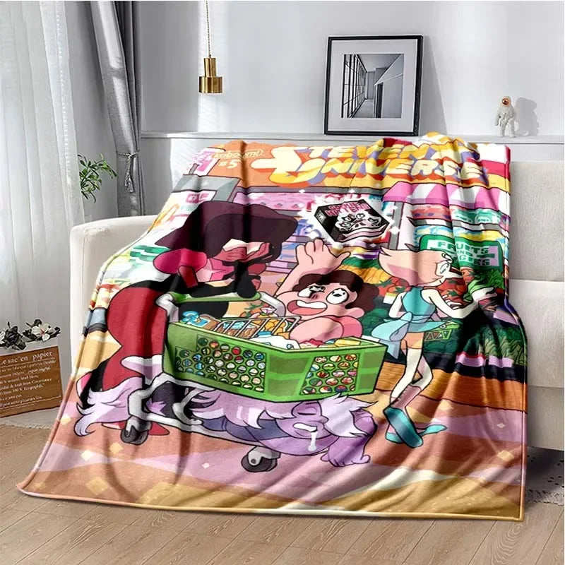 Steven Universe Cute Cartoon Blanket Kid's Warm Flannel Throw Blanket for Bed Bedroom Sofa Travel Picnic Blanket Birthday Gift Pi-Mart