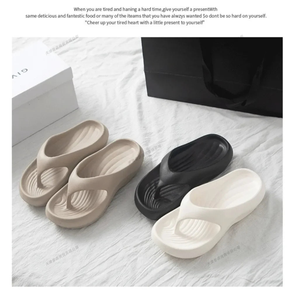Women Stylish EVA Flip-Flops Comfortable Soft Anti-Slip Anti-Odor Fashionable Versatile for Beach Summer Casual Wear Beach Shoes LadyShow.Store