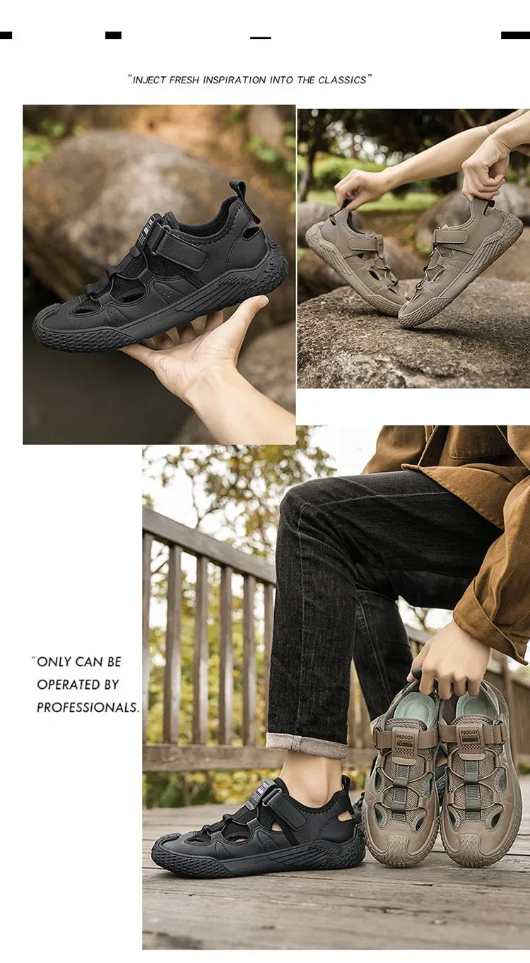 Large Size Sandals for Men, 2026 New Style, Trendy, Versatile, Casual Sports Sandals, Soft-Soled Hollow Beach Shoes for Men Pi-Mart