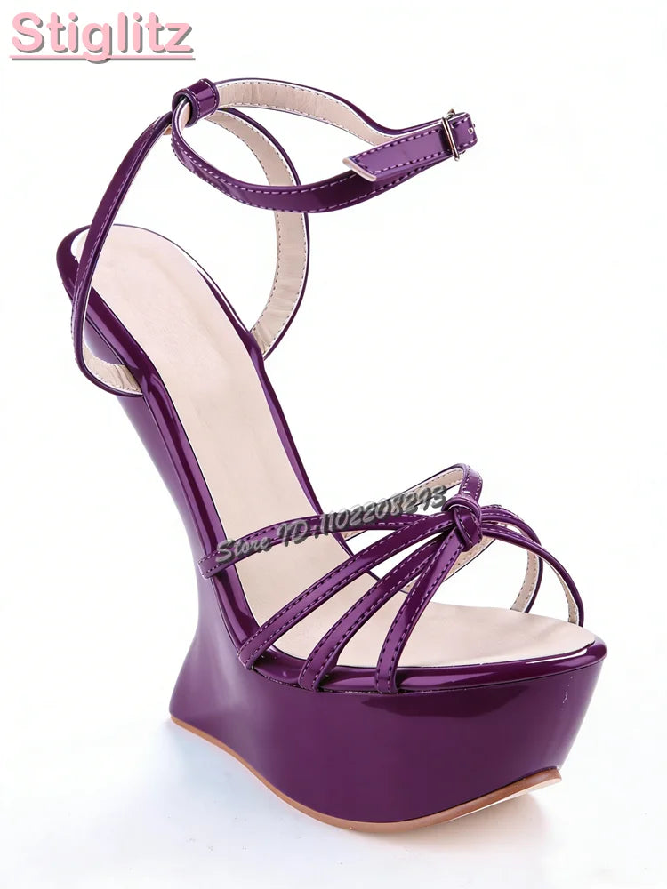 Cross-tied Super High Heel Sandals Candy Color Round Toe Platform Strange Style Heels 2025 Summer Women Shaped Heel Shoes 15CM LadyShow.Store