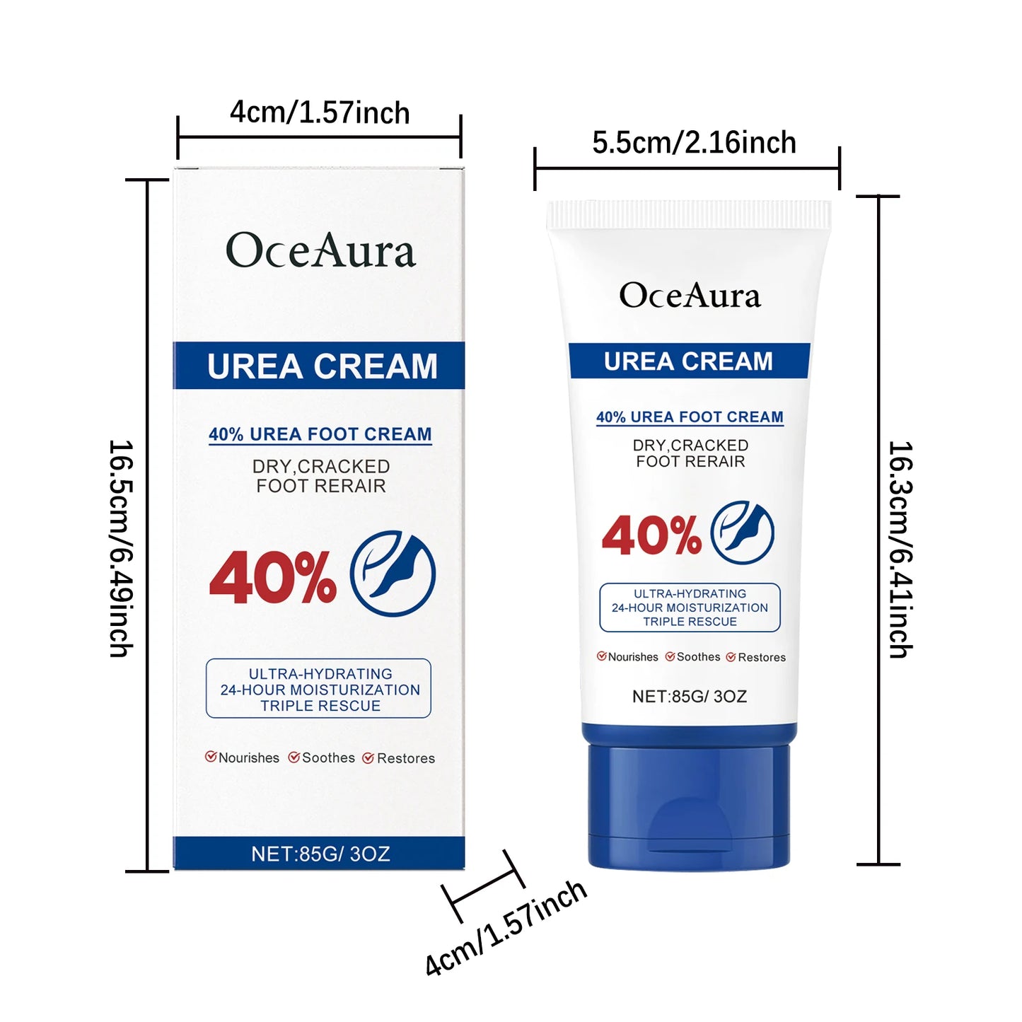 40% Urea Foot Cream Softening Dry Cracked Heels Deep Moisturizing Improve Roughness Remove Callus Exfoliation Foot Care Cream Pi-Mart