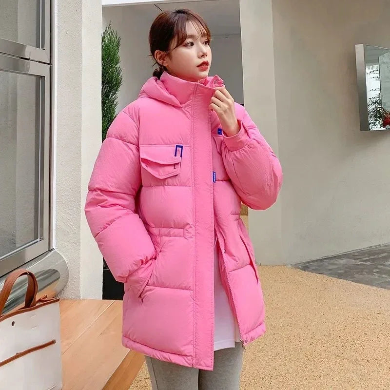 2025 New Winter Hooded Parka Women's Down Cotton Jacket Puffer Coat Overcoat Thick Warm Cotton Padded Jacket Snow Wear Outwear LadyShow.Store