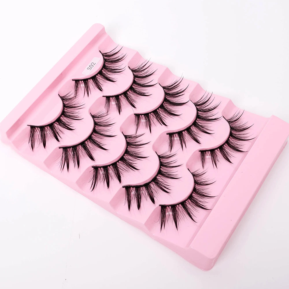 Yiernuo 1/5 Pairs Cosplay Anime Eyelashes Manga Lashes Dramatic Fairy Clusters Lashes Wet Look Lashes Pi-Mart