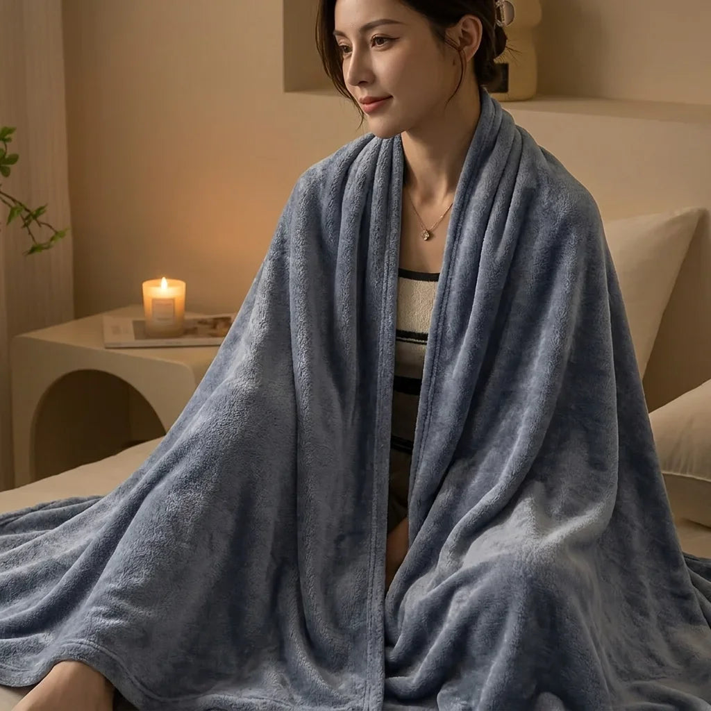 Solid Flannel Multifunctional Throw Blanket – Ultra Soft Skin-Friendly, Warm & Cozy, Perfect for Living Room, Bedroom, Office, All Season, Machine Washable Easy Care Pi-Mart