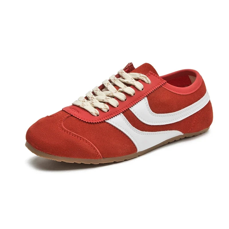 German Training Shoes Women 2026 New Genuine Leather Women Sneakers Flat Lace-up Retro Large Size Forrest Gump Shoes Women LadyShow.Store