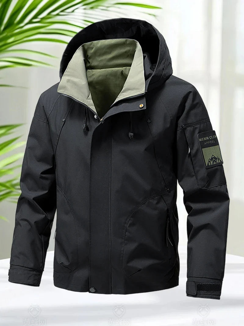 Waterproof Jacket Men Outdoor Softshell Zip Up Hooded Jacket Windbreaker Hiking Camping Coats Lightweight Spring Autumn Coats LadyShow.Store