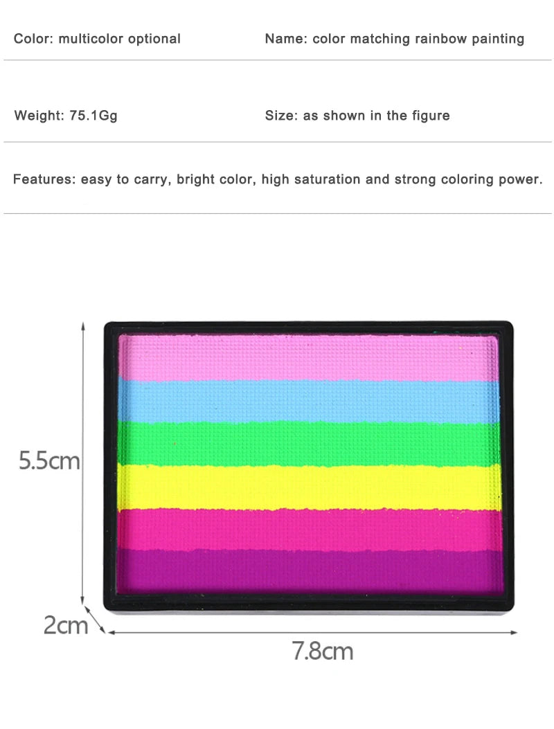50g Facial and Body Paint Palette,Non-Toxic Rainbow Water-Soluble Body Paint for Rainbow Festival,Cosplay,Party,Art,Stage Makeup Pi-Mart