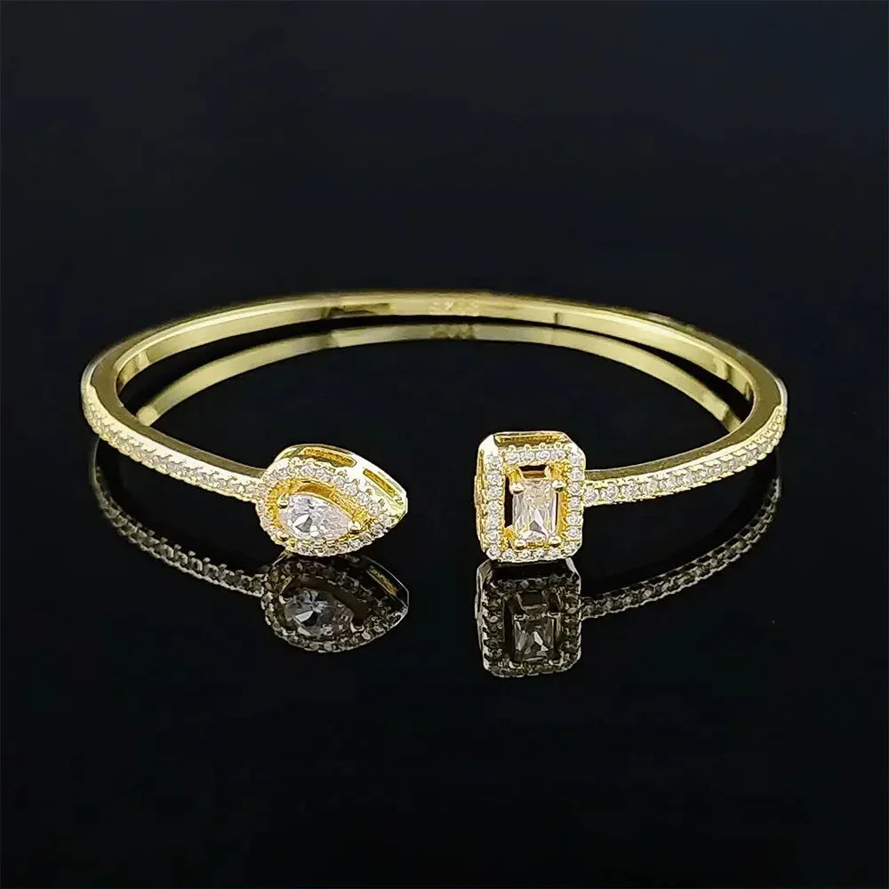Trendy Snake Punk Pear Shape Silver Color on Hand Adjustable Open Bangle for Women Anniversary Gift Jewelry Wholesale S5214bb Pi-Mart