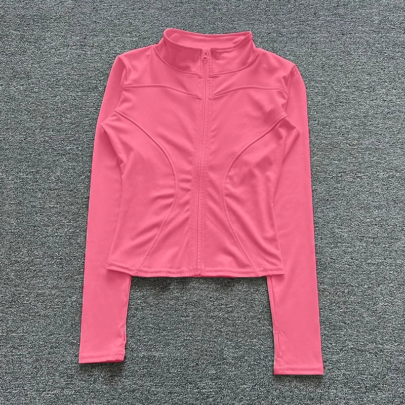 Women Sport Jacket Long Sleeve Shirt Workout Coat Gym Training Clothing Yoga Sportswear LadyShow.Store