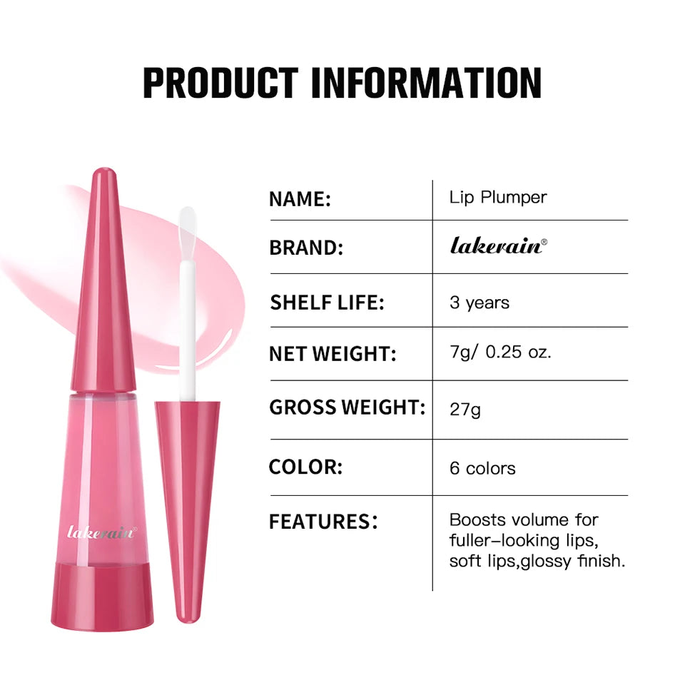 Lakerain Instant Lip Plumper Gloss Oil Lip Long-Lasting Moisturizer Volume Boosting Lip Oil Volumizing & Hydrating Non-Dry Plump Pi-Mart