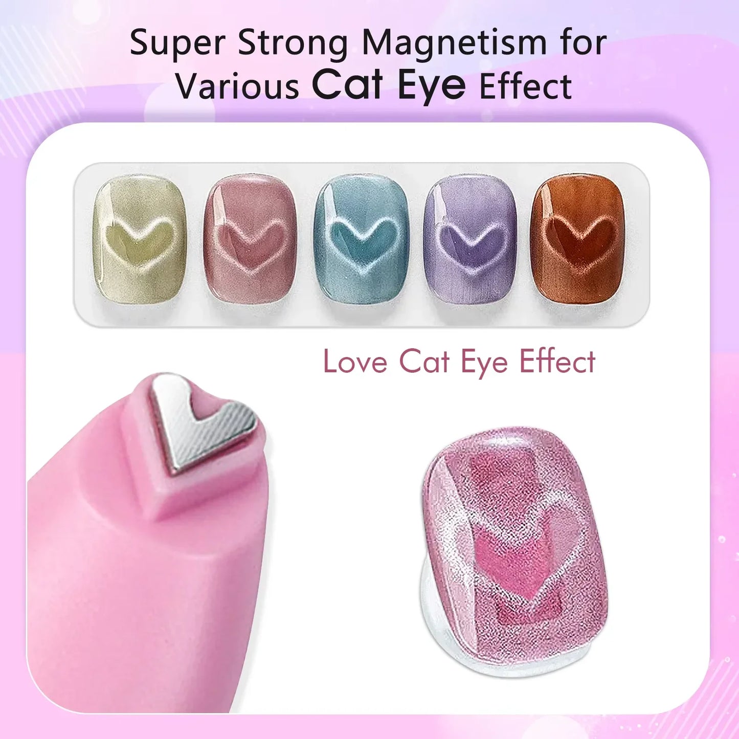 3 in 1 Cat Eye Nail Magnetic Stick Love Heart Snake Pattern French Cat Eye Nail Magnet UV Gel Polish Effect Manicure Design Tool Tri Light Beauty