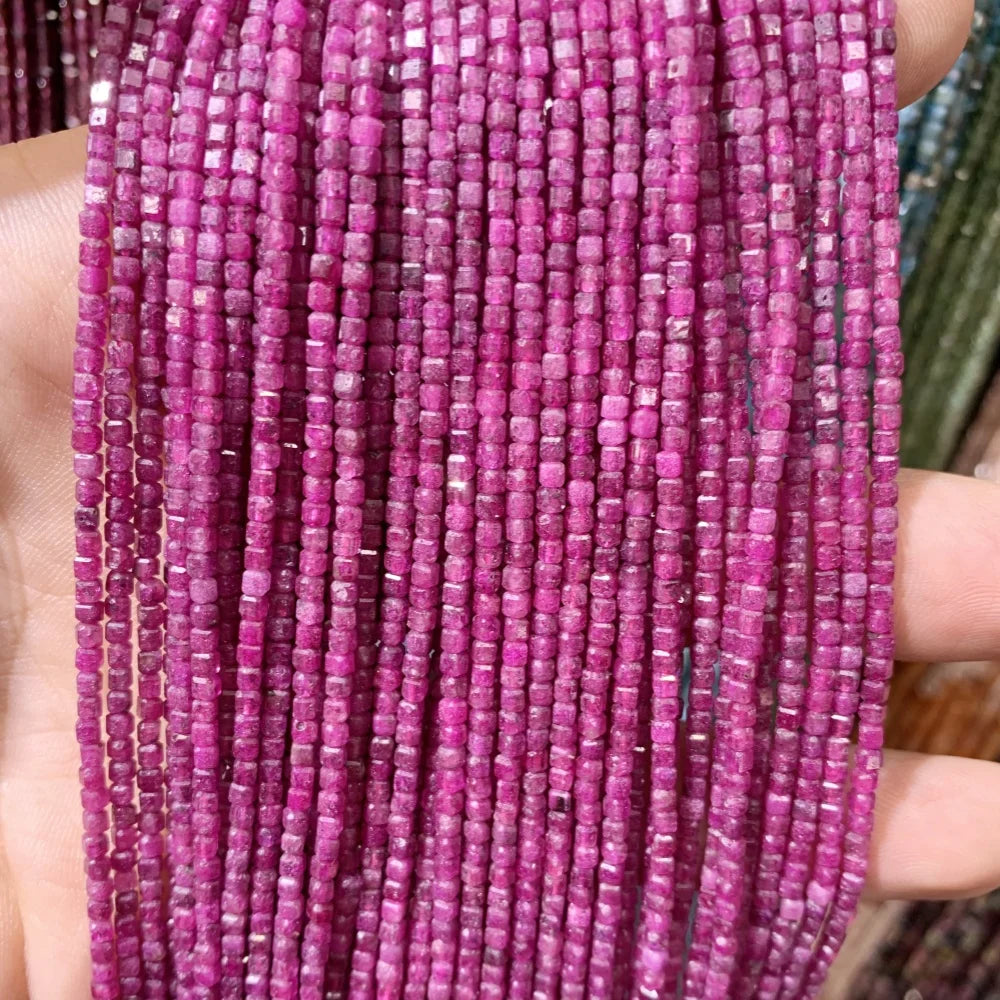 2x2mmNatural Colored Tourmaline Blue Tourmaline Faceted Cube Beads Square Stone Beads for JewelryDIY Making  Gemstone Loose Bea Pi-Mart