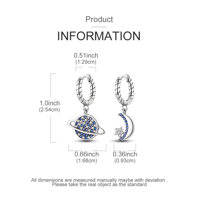 925 Sterling Silver Hoop Earring For Woman Night Sky Blue Purple Gemstone Original Earrings Fashion Jewelry Gift Pi-Mart