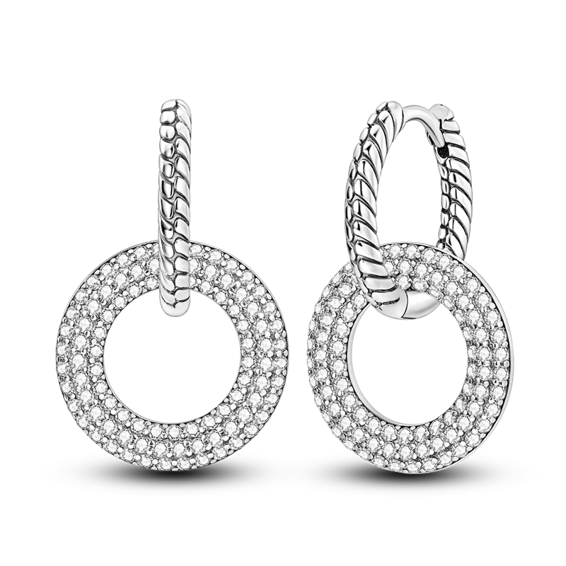 Genuine 925 Sterling Silver Love Feather Earrings Fit Original Charms Hoop For Women Girls Stud Earring Fine Jewelry Gifts Pi-Mart