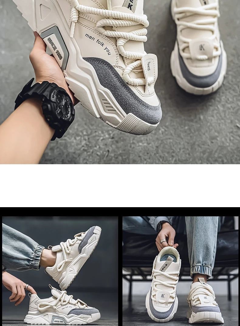 New Men's Casual Sneakers 2025 Spring Fashion Versatile Low-Top Skateboard Shoes for Men Suitable for Outdoor Sports Pi-Mart