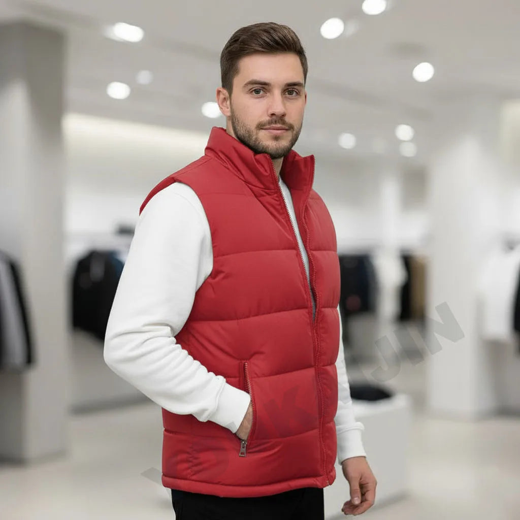 White Vest Jacket Men Slim Fit Stand Collar Sleeveless Puffer Jackets Spring Autumn Casual Waistcoat Men Warm Coat 2026 Trends Pi-Mart